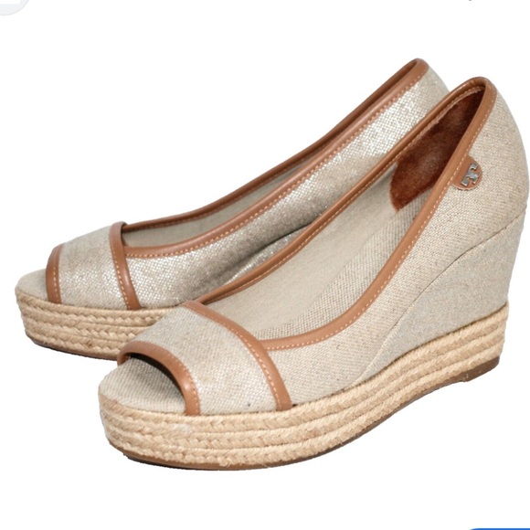Tory Burch Shoes - Tory Burch Espadrille Wedge Shoes with Peep-Toe